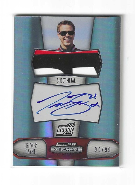 *2011 Showcase RACE-USED SHEET METAL & AUTOGRAPH #61 Trevor Bayne-ROOKIE-#99/99*