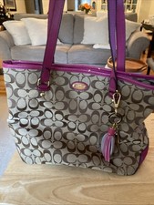 Authenticated Coach Women Brown/Purple Purse Vintage
