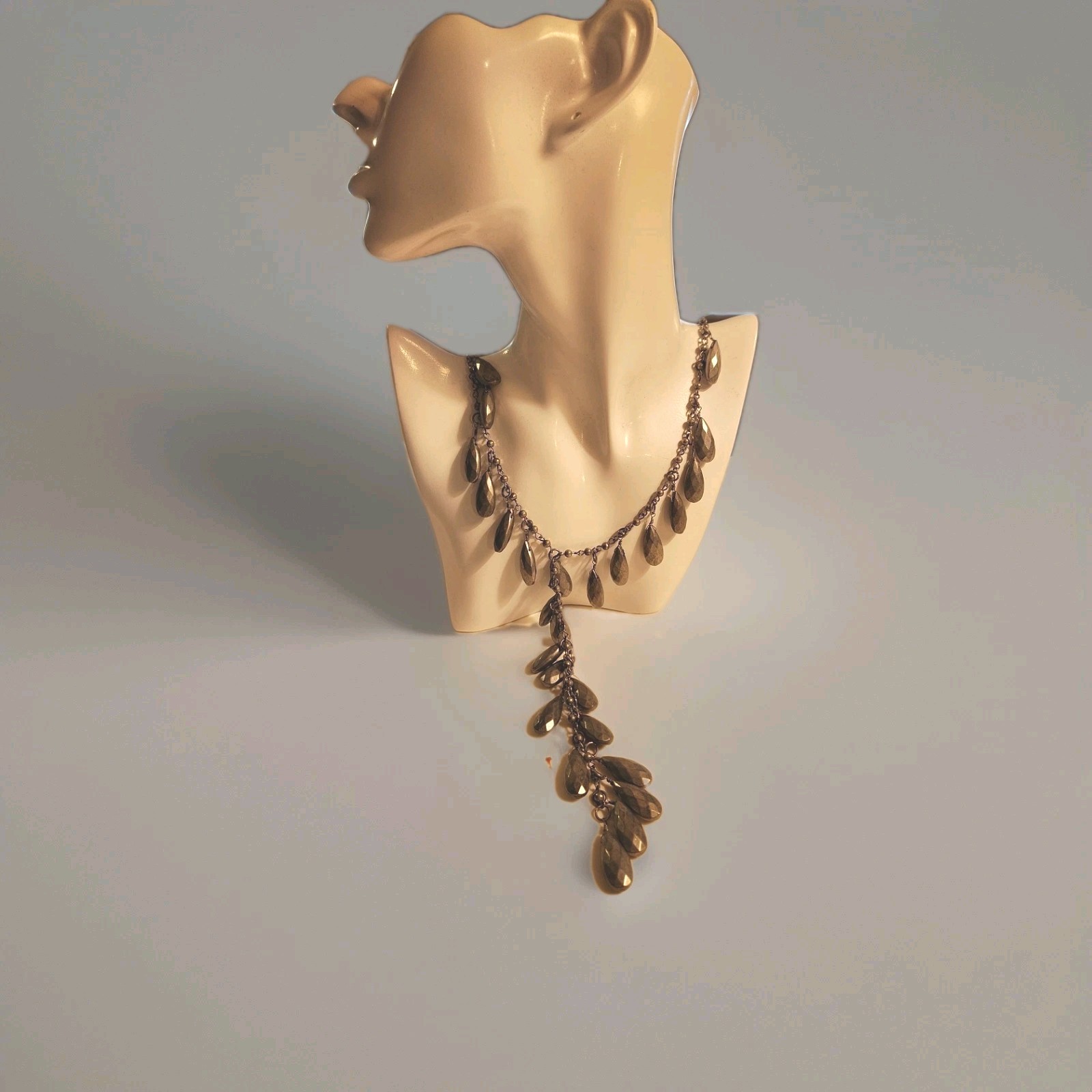 Boho Leaf Dangle Statement Necklace Dark Silver T… - image 2