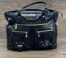 Six Pack Fitness Shoulder Bag Travel Fit Black Faux Leather Meal Prep-READ