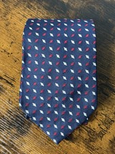 Vintage Tommy Hilfiger Silk Tie USA Made 58โ Blue Geometric Silk