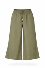 M&S Per Una Khaki Crinkle Texture Wide Leg Culottes