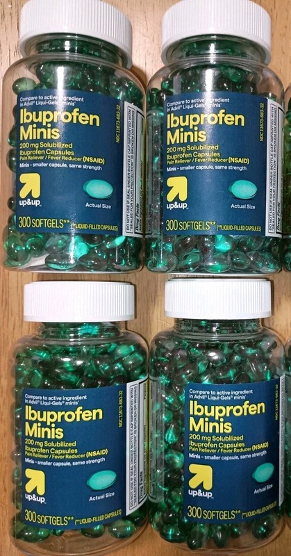4 Bottles of Ibuprofen 200 Mg, Pain Reliever Fever Reducer (NSAID) 1200 Softgels