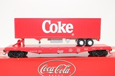 Coche plano Athearn escala HO CCCX Coca-Cola 50' con remolque de Coca-Cola 40' nuevo en stock 8302