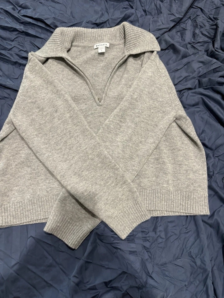 Athleta Alpine Mezcla Lana Y Cachemira Media Cremallera Gris Talla Grande Foto 2 de 4