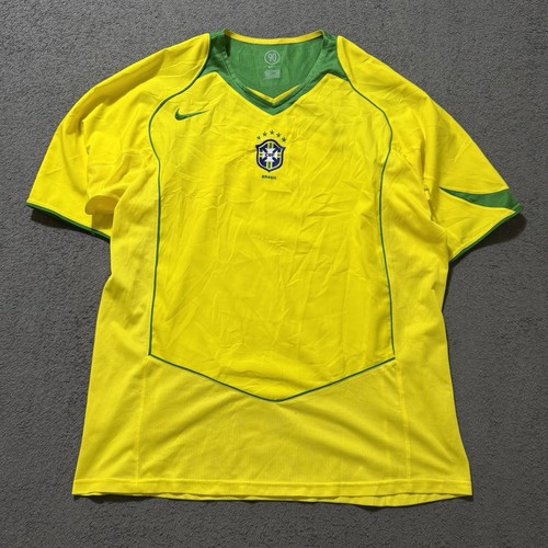 Vintage Nike Brazil 2002-04 Football Jersey Adult Yellow Size XL Authentic Men’s