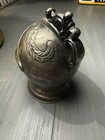 Vintage Cast Metal Knight Helmet Coin Bank Piggy Bank Ornate Medieval Decor — photo 9