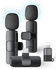 2 Pack Wireless Lavalier Microphone for Iphone Ipad and Android Phone, Lapel Mic
