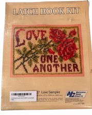 Vtg Latch Hook Rug Kit Love One Another Roses Boho Cottagecore 20x27
