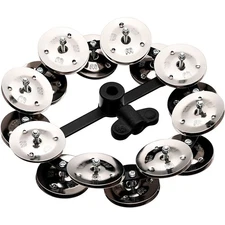 Meinl Headliner Hi Hat Tambourine Steel Jingles Black 2 Row