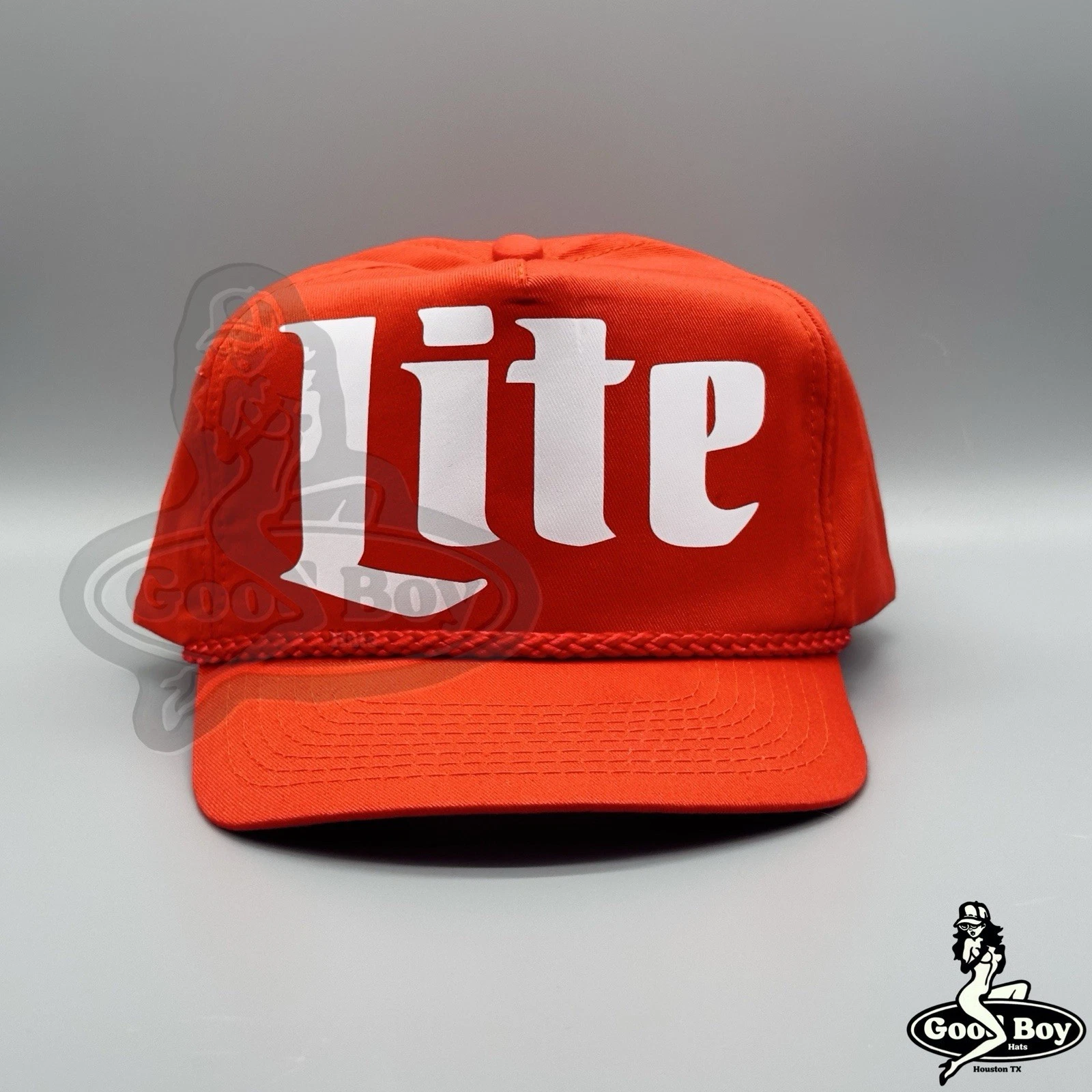 Miller LITE Beer Hat Vintage Retro Red Trucker Rope Snapback Cap Classic 80s 90s