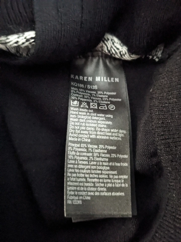 Cárdigan Karen Millen Para Mujer Cremallera Rayas Negro Blanco Claro Suéter Talla 2 Foto 4 de 4