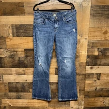 Silver Jeans Co Aiko Bootcut Jeans Medium Wash Distressed Womens Size 14