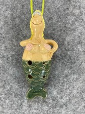 Mermaid Ocarina Clay Flute Funny Cartoonish 4 Holes Handmade Preowned