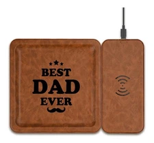 NEW Fathers Day Birthday Leather Wireless Charging Station & Valet Gif