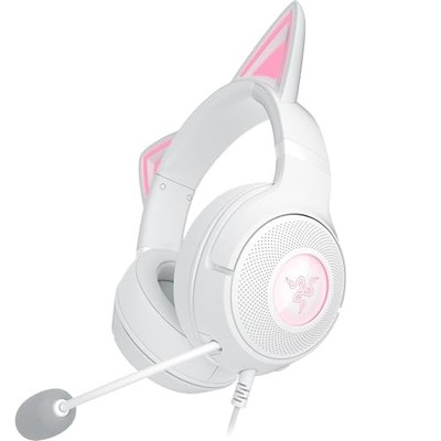 Razer Kraken Kitty V2 White Wired gaming headset with unique cat ears th [New!!]