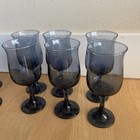 Set Of 12 Vintage Libby Dusky Blue Tulip Wine Glasses/ Goblets 6 large/ 6 small — photo 6