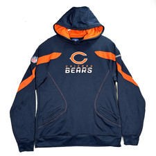 Chicago Bears Sweatshirt Hoodie Mens Medium Navy NFL Football Reebok On Field