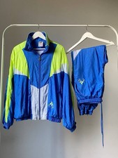 Vintage Puma 1980s Sport Windbreaker Blue Green Nylon Track Suit Size M Men s