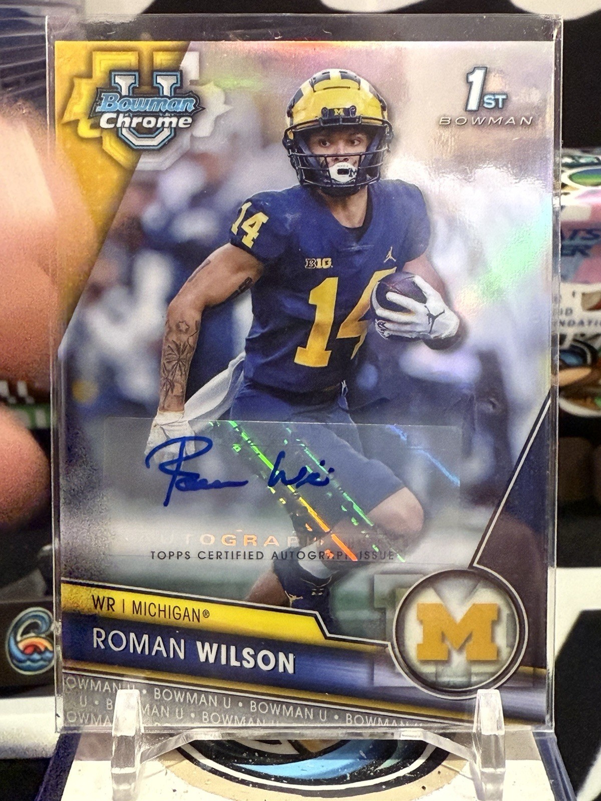 2023 Bowman Chrome U Roman Wilson 1st Bowman Refractor Auto #’d/499 Michigan GL