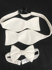 Vintage White Ivory Silk Bow Ties Bowties 2 Styles Adjustable