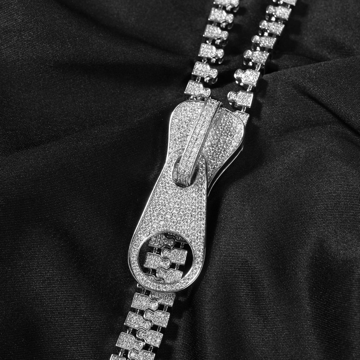 アクセサリー Glitter iced out chain 3mm 45cm 5AAA+ CZ Ice Out Hop Hip Bling Collar Zipper Chain Necklace 14k