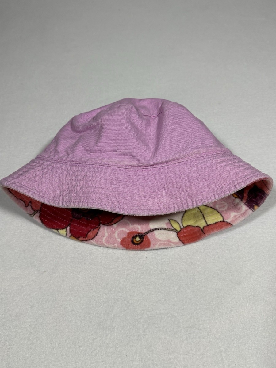 VTG 2000s GAP Y2K Peach Coral Trench Belted Bucket Hat Ditsy Floral Lining S/M Gap Bucket Hat Wool Blend Warm Maroon Flower Floral Y2K  main image 4