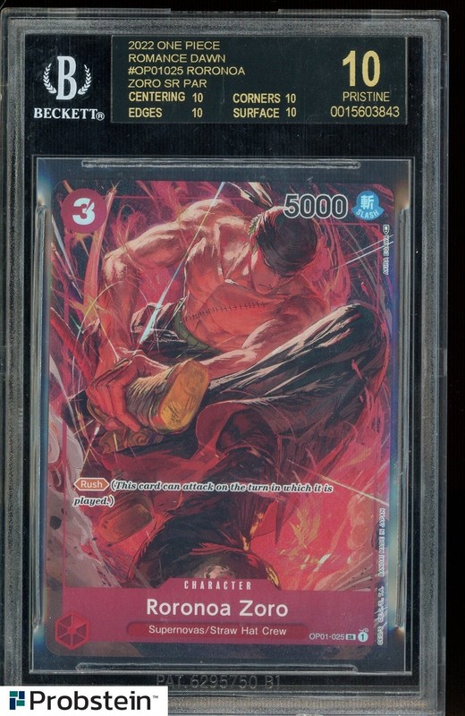 2022 One Piece OP01 Romance Dawn EN #025 Roronoa Zoro Alt Art BGS 10 BLACK LABEL