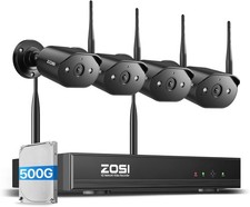 ZOSI 8CH 500GB HDD NVR 2K 3MP WiFi Security Camera System Outdoor Night Vision