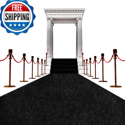 Aehisdhie 450 Gsm Extra Thick Waterproof Black Carpet Runner For Events