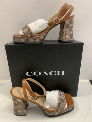 COACH Women's Platform Sandal In Crystal Signature Jacquard, Burnished Amber