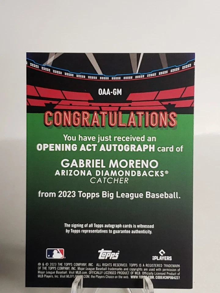 Gabriel Moreno Topps Big League Opening Act Auto Green /99 Diamondbacks RC - Image 3 of 3
