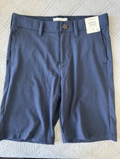NEW Abercrombie Kids Navy Performance Chino Shorts-size 11/12