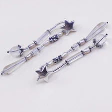 Sterling silver earrings, 925 star studs w/ cluster beads N pearl teardrop