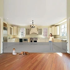 BINGGUZ 150" Extra Wide Retractable Baby Gates for Stairs, Pet Gate - Grey