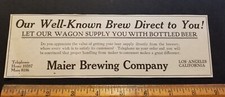 ORIGINAL PRO PRO 1908 MAIER BREWING CO. BEER BOTTLE AD. LOS ANGELES, CAL.