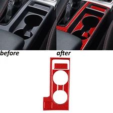 5Pcs Red Carbon Fiber Console Water Cup Holder Trim For Subaru Impreza WRX 09-11