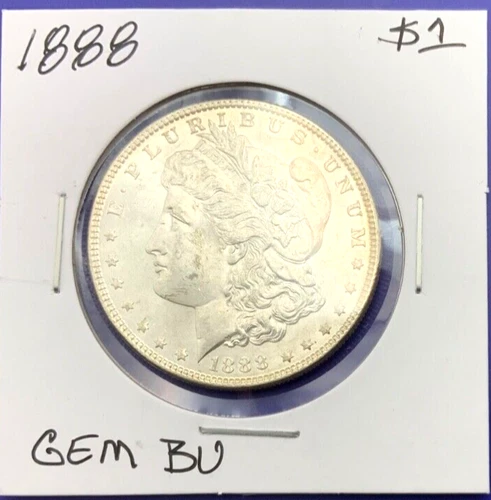 1888 Morgan 90% Silver Dollar BU Gem Shiny, Bright, Well Struck Coin