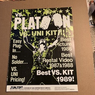 original 11.5-8” 1990 Vs Platoon Nintendo Sunsoft  ARCADE Video GAME FLYER AD