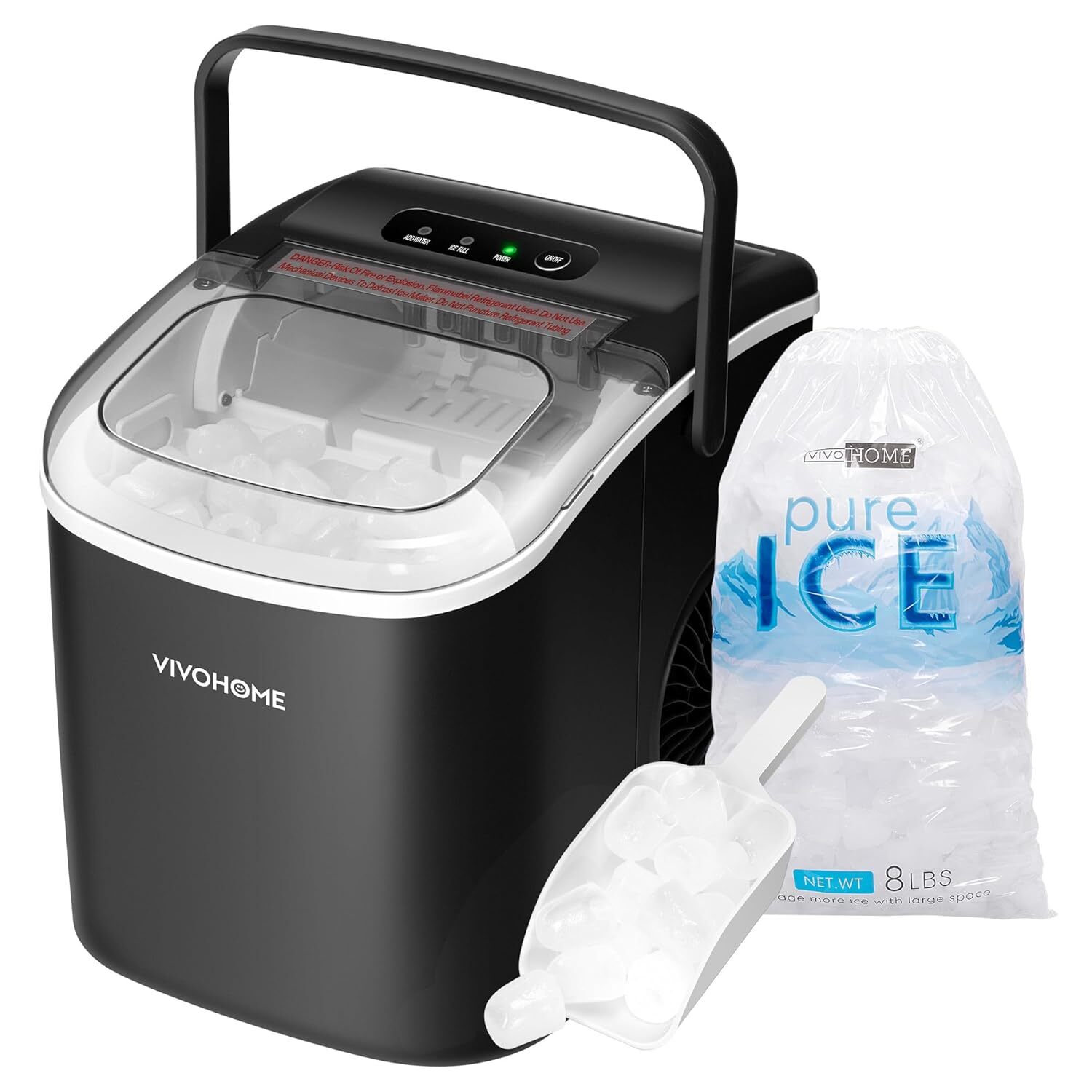 Countertop Ice Maker with Handle 26lbs/Day 9 Ice Cubes