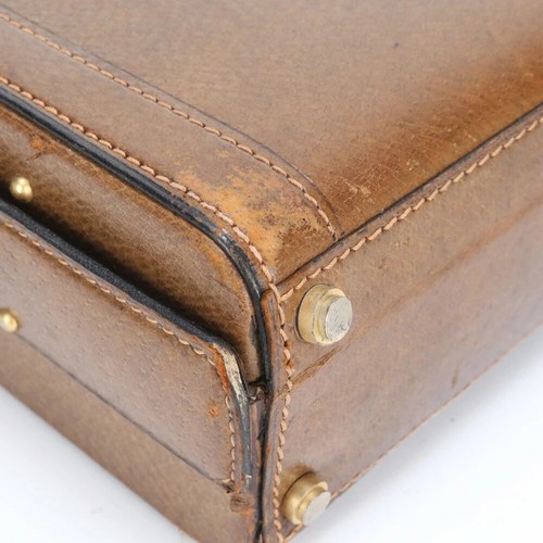 Old Gucci Travel Trunk Case Bag Suitcase Brown Leather 41x32x9cm pre-owned - Picture 9 of 15