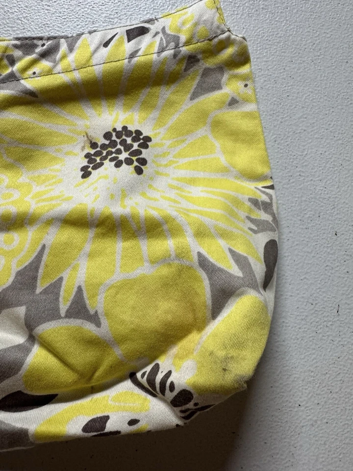 Thirty One Floral Cartera Falda Cubierta Impresionante Flor Amarillo Gris Boho Flores Foto 2 de 4