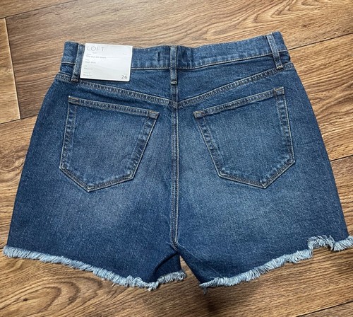 Loft The Cut Off Short Womens Size 2 Medium Wash Blue Denim - Picture 2 of 8
