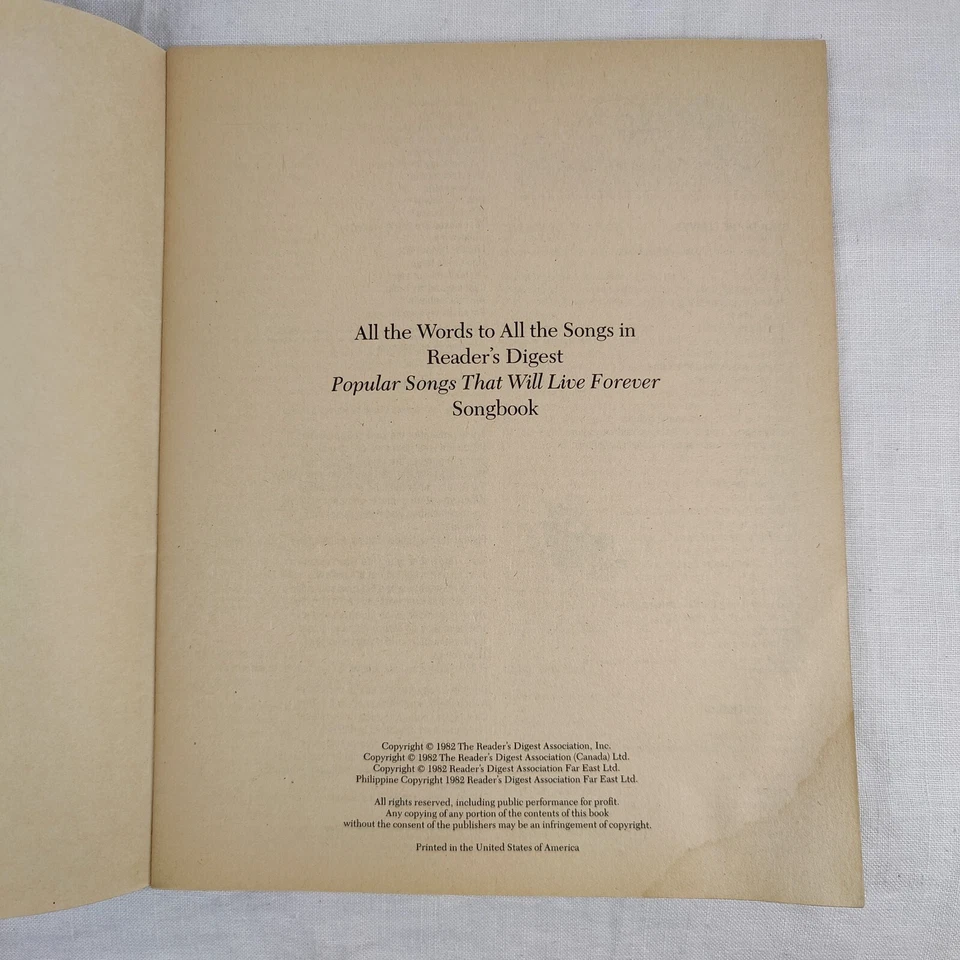 Reader's Digest Popular Songs That Will Live Forever Rare 1982 Vintage Lyrics - Image 3 of 4