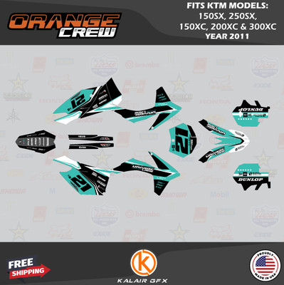 Graphics Kit for KTM 150SX, 250SX, 150XC, 200XC, 300XC (2011) OG Crew - Teal
