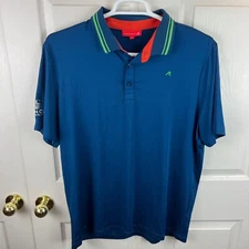 Men's Redvanly Short Sleeve Polo Shirt Blue Green Stretch XL