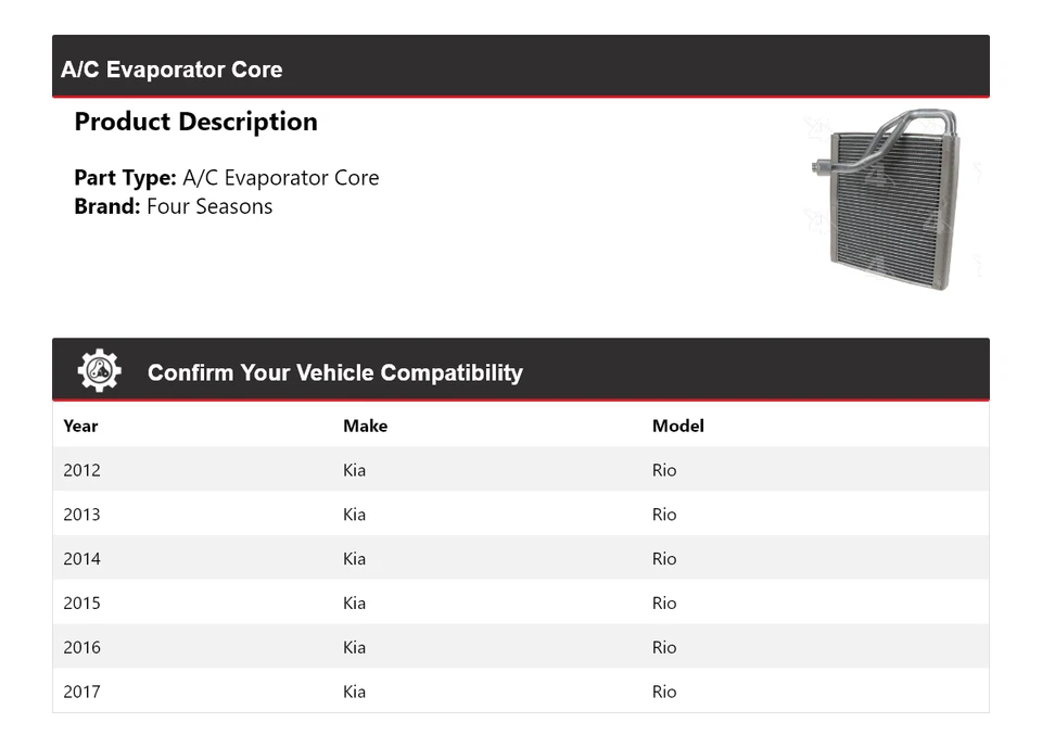 Ядро испарителя кондиционера для 2012-2017 Kia Rio 4 сезона 2013 2014 2015 2016 - Изображение 2 из 4