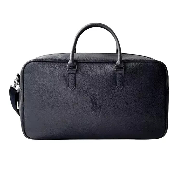 Polo Ralph Lauren X4004 Faux Leather Navy Duffle Shoulder Bag Gym