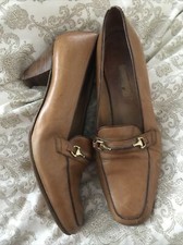 Vintage Gucci Tan Shoes Leather Heels 7 38B