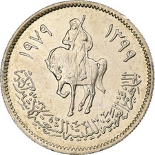 [#1027829] Libya, 10 Dirhams, 1979/AH1399, Copper-Nickel Clad Steel, UNZ, KM:20